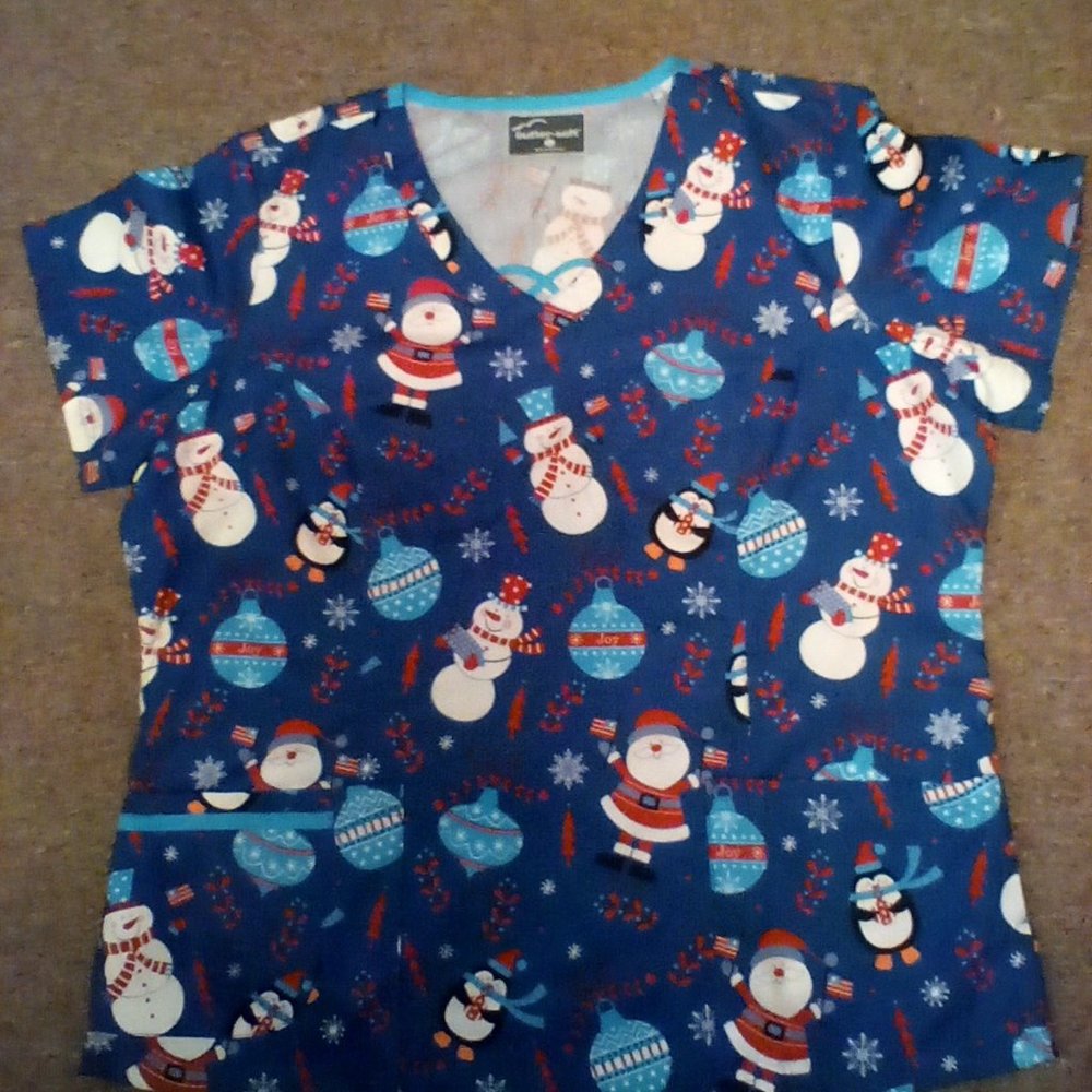 Christmas scrub top